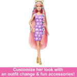 Barbie Κούκλα Πολύχρωμα Μαλλιά Με Πολύ Μακριά Ξανθά Μαλλιά Και Αξεσουάρ Styling (JDC85) - Image 6