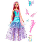 Barbie Κούκλα Με 2 Παραμυθένια Ζωάκια, Barbie Malibu Πριγκίπισσα Από Τη Σειρά Barbie A Touch Of Magic (JCW48)