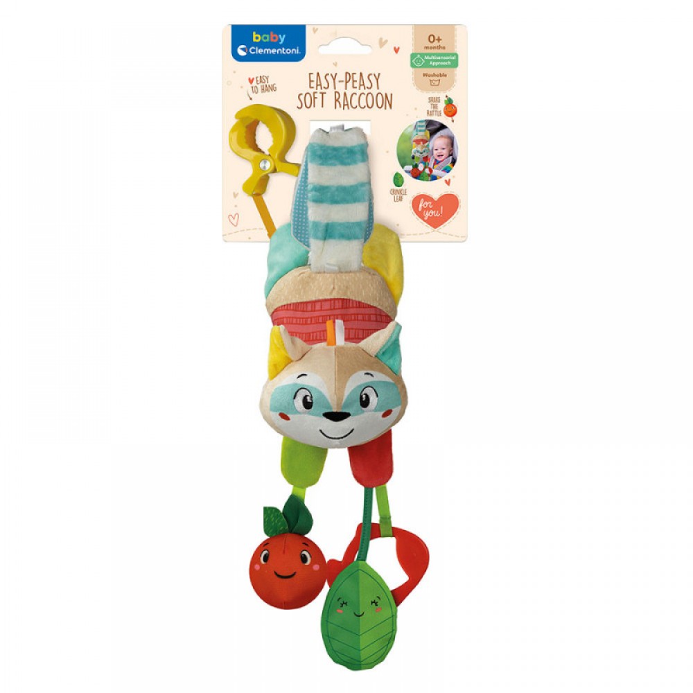 9baae8bf-a767-16c1-19a0-01840f3150f3.jpg Baby Clementoni Βρεφικό Κρεμαστό Για Καρότσι Ρακούν Για 0+ Μηνών (1000-17713) - Image 1