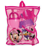 Minnie Disney Beach Bucket Set With Ball 14 cm & Carry Pvc Bag.(39609)